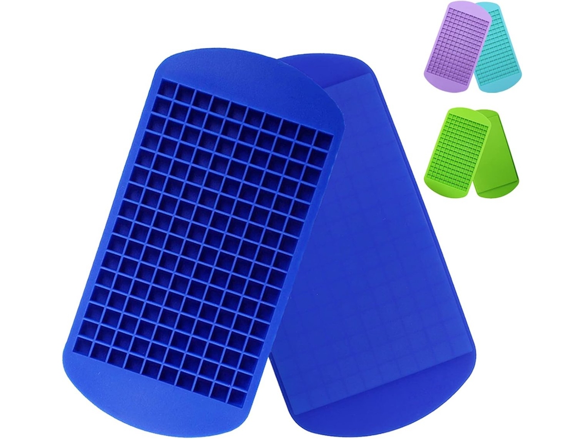 Formas De Gelo Silicone Mini, Pacote Com 2, 160 Cubos De Gelo Pequenos, Fácil Desenformar, Para Resfriar Uísque E Coquetéis, Azul