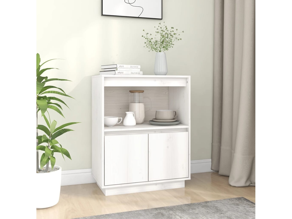 Aparador 60x34x75 cm Madera Maciza de Pino Blanco