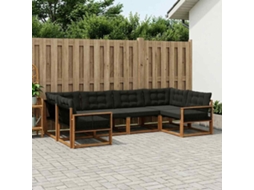 Vidaxl Conjunto De Sofás Para Exterior 6 Unid. Natural E Preto