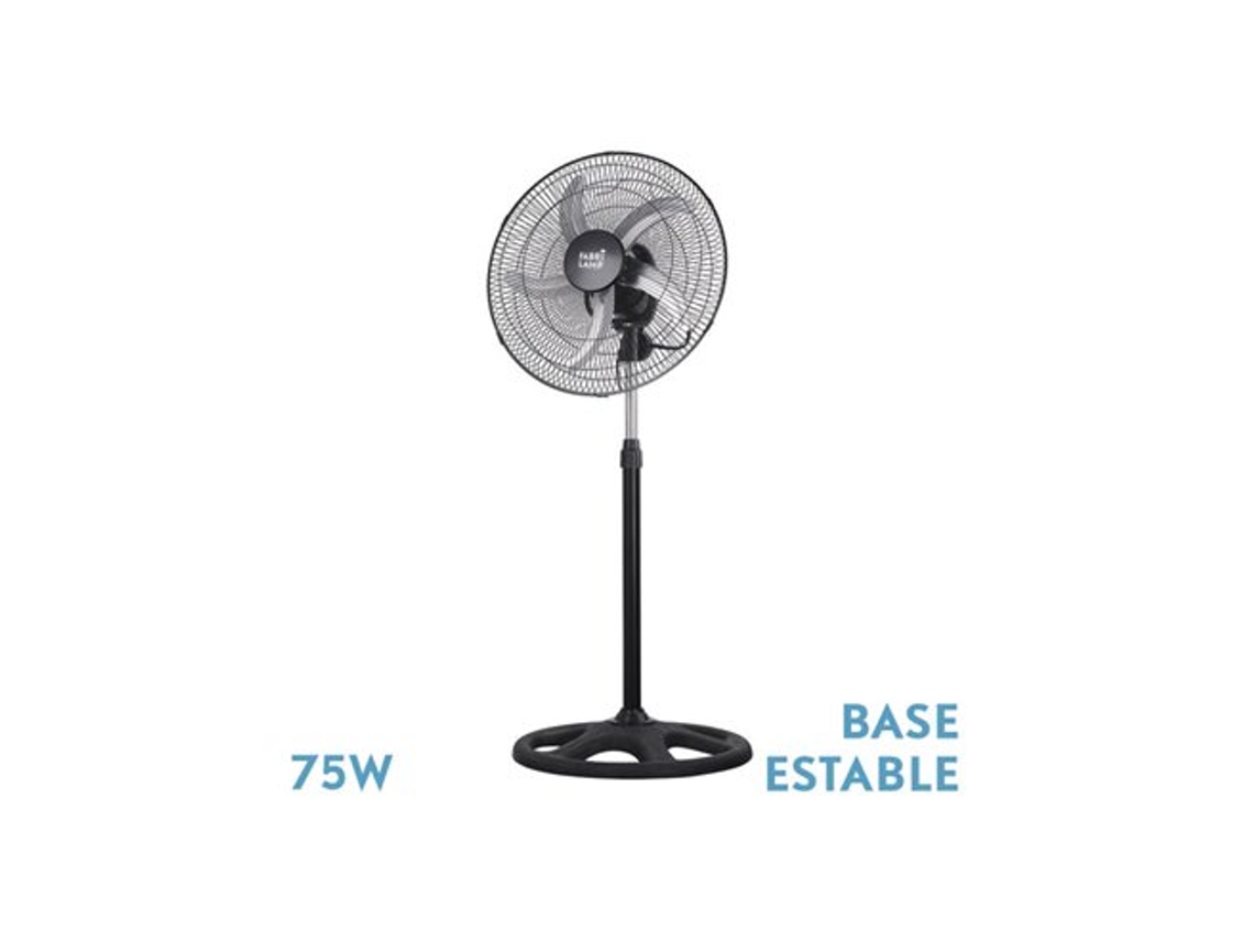 Ventilador de Pé Reforçado Preto 75W 5 Lâminas de Alumínio FABRILAMP FABRILAMP