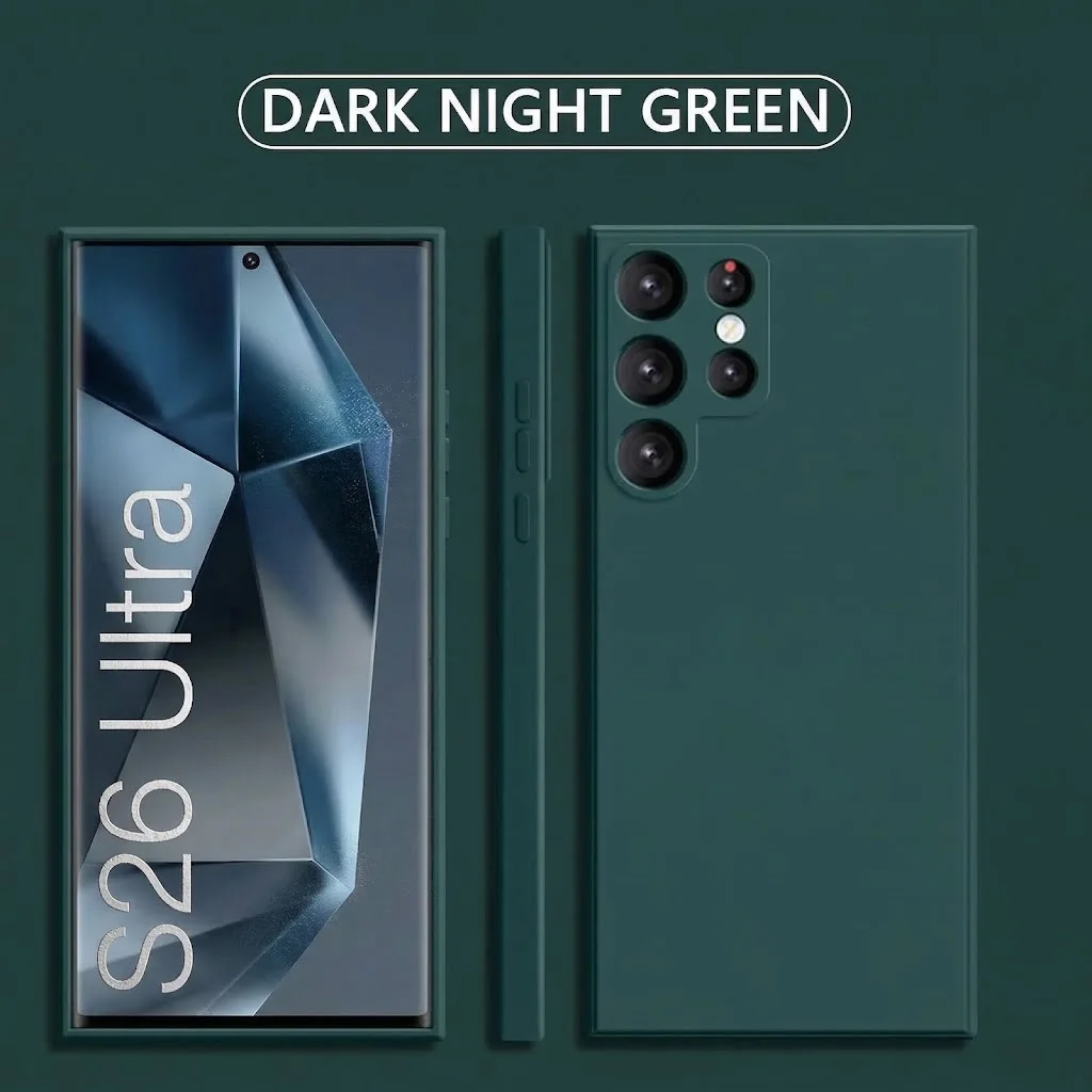 Capa Líquida Quadrada (verde Galaxy S25) Para Samsung Com Proteção Para A Câmera.
