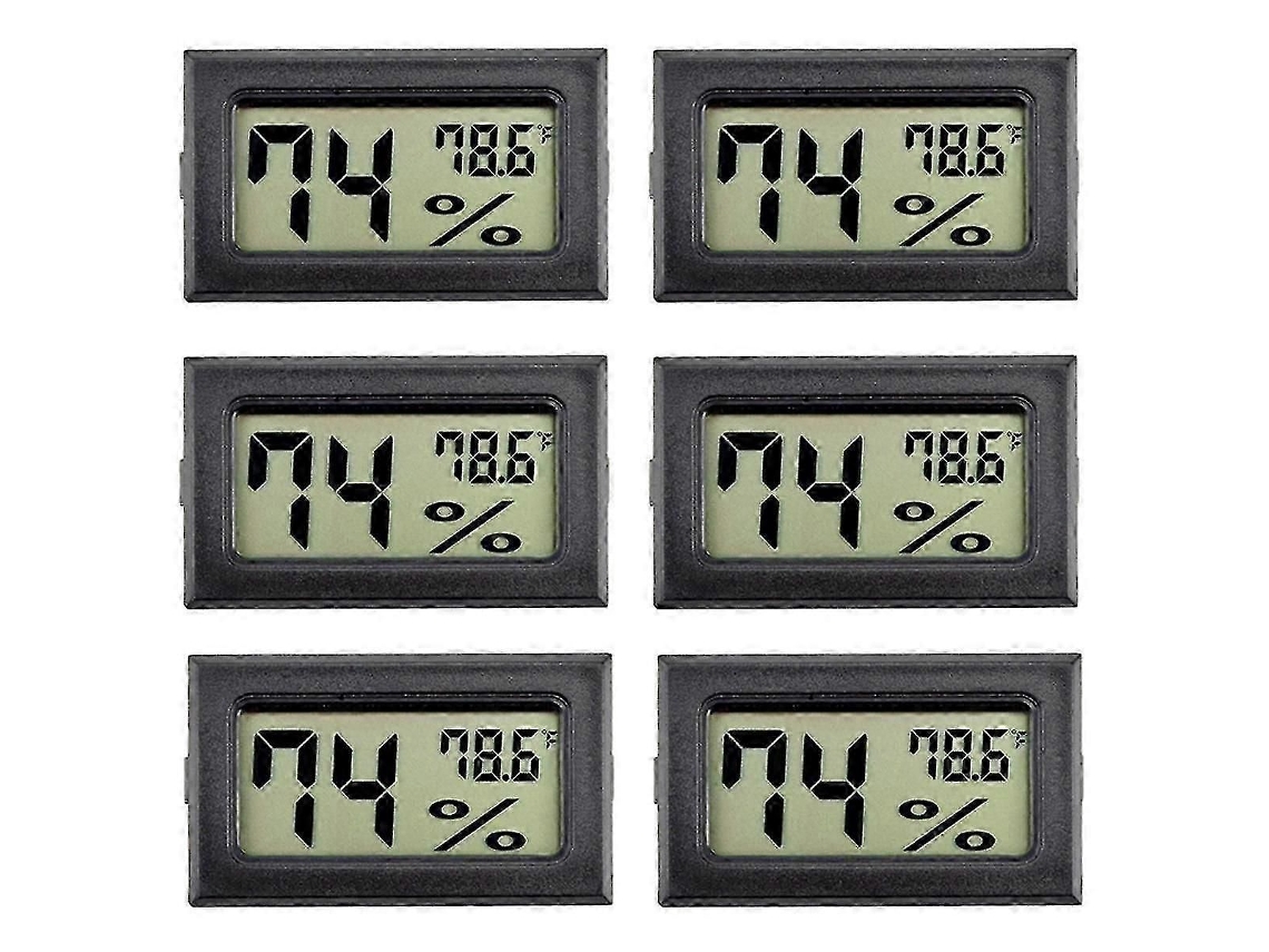 6pack Mini Higrômetro Medidor De Umidade Interior Higrômetro Medições Digitais Umidade Com () Para G