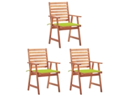 Vidaxl Cadeiras De Jantar P/ Jardim 3 Pcs C/ Almofadões Acácia Maciça