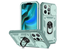 Capa Para Iphone 16 Pro Com Protetor De Anel Deslizante E Proteção 3 Em 1 - Cinza Verde