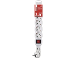Cabo EMOS Power Strip 1,5M 5 Soquetes Plugues Rotativos 45º Ip20 Branco