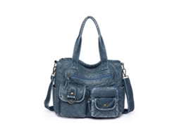 Bolsa Tiracolo Feminina - Mala Transversal - Couro Sintético - Alça Ajustável - Vários Compartimentos - Azul