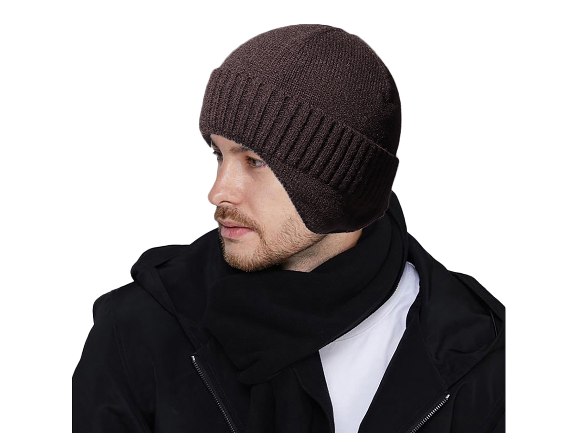 Chapéu De Pernoite Inverno Unissex Tecido Tricot Com Aba De Ouvido E Forro De Pelúcia Aprovação Esportiva Ao Ar Livre