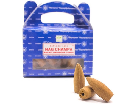 Incenso SATYA Backflow Dhoop Cones Nag Champa (Backflow Dhoop Cones - 1 Emb - 24 Sticks - 14x7x4 cm)