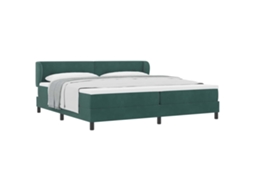 Cama Box com Cabeceira verde escuro 200x200 cm veludo