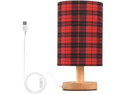 Abajur De Cabeceira Xadrez Tartan Para Quarto, Abajur De Cabeceira Led, Luminária De Leitura Com Portas Usb E Cúpula