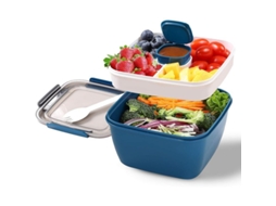Nova Line recipiente de Salada Portátil 38 Oz Bento com 2 Compartimentos e Copo para Molho, Grande para Almoço e Lanches