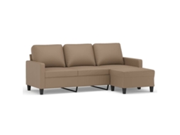 Maison Exclusive - Sofá 3 Lugares C/ Apoio Pés 180 Cm Couro Artificial Cappuccino