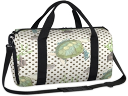 Bolsa Esportiva em Formato de Tartaruga Marinha com Conchas e Bolinhas Bolsa de Fim de Semana 45 X 21 5 X 23