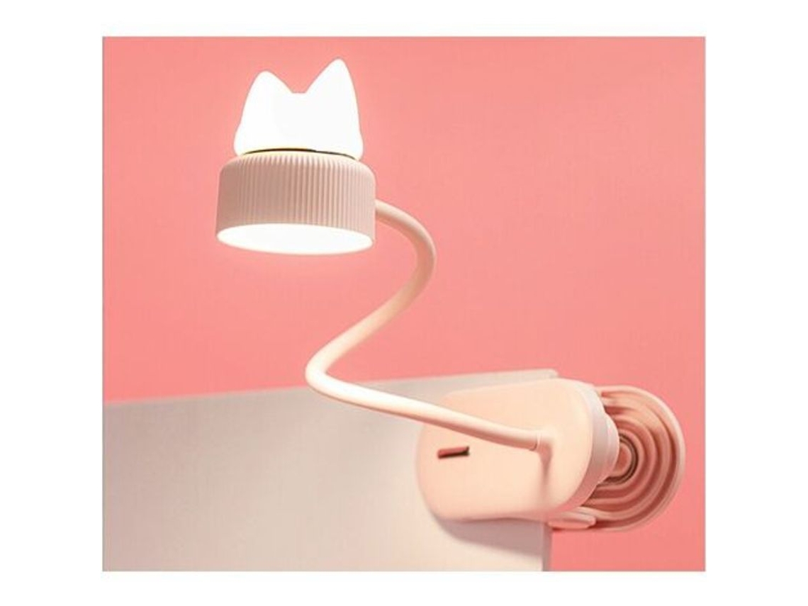 lâmpada de Clip Flexível com Luz Noturna Usb Recarregável Led Rosa para Mesa e Cama S/MARCA