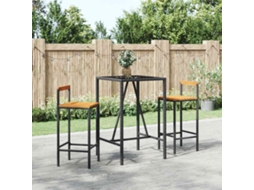Vidaxl 3 Pcs Conjunto De Bar P/ Jardim Vime Pe/acácia Maciça Preto