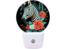 Luminárias De Parede Com Estampa Zebra Em Fundo Melão, Luzes Noturnas De Led Com Sensor Movimento, Luz Branca Quente