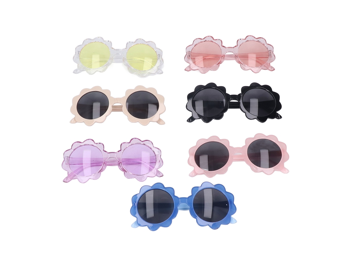 Primerox 7pcs Óculos de Sol em Forma de Flor Infantil Leve Uv Proof Vintage para Bebê