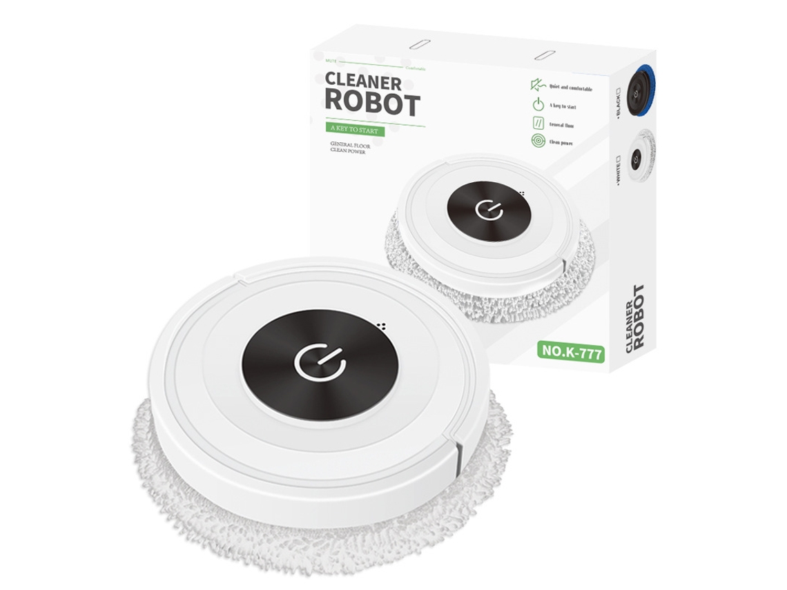 Robô Limpador De Piso Branco Com Rotação Simulando Limpeza Manual, Ultrafino 6,5cm, Botão One-touch E Baixo Ruído