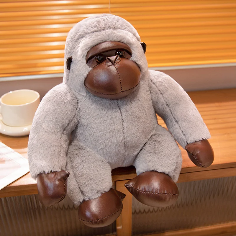 Macaco e Gorila de Pelúcia Gigantes, Esculpidos como Animais de um Parque de Vida Selvagem. MDUG (branco, 35 Cm)