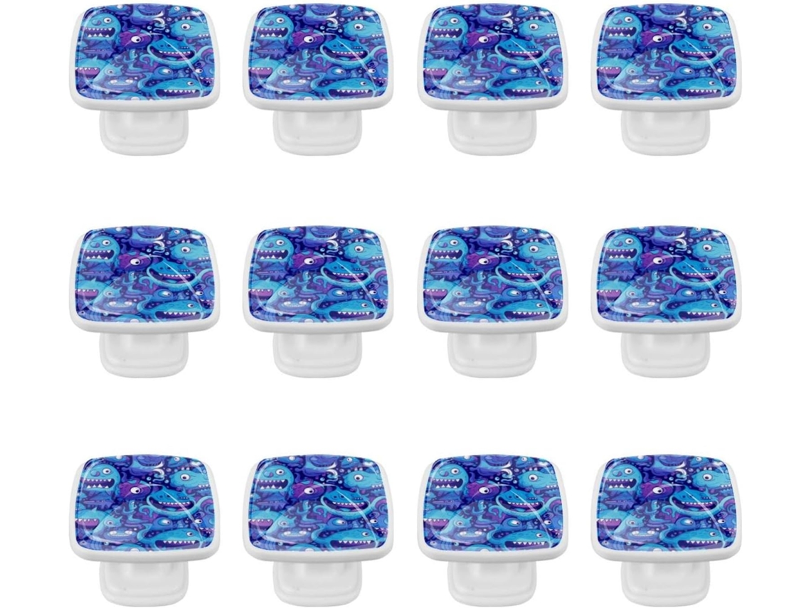 Puxadores Quadrados Para Gavetas De Cômoda, Puxadores Para Armários De Cozinha, 12 Peças, Dinossauro Abstrato Azul De
