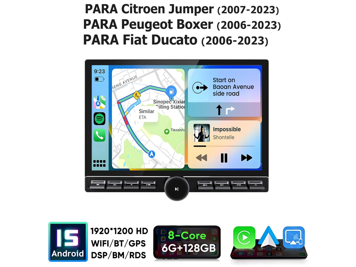 Rádio Carro 13.1 Polegadas Android 15 6gb+128gb 4g Hexinex Para Citroen Jumper (2007-2023) Peugeot Boxer Fiat Ducato (2006-2023)