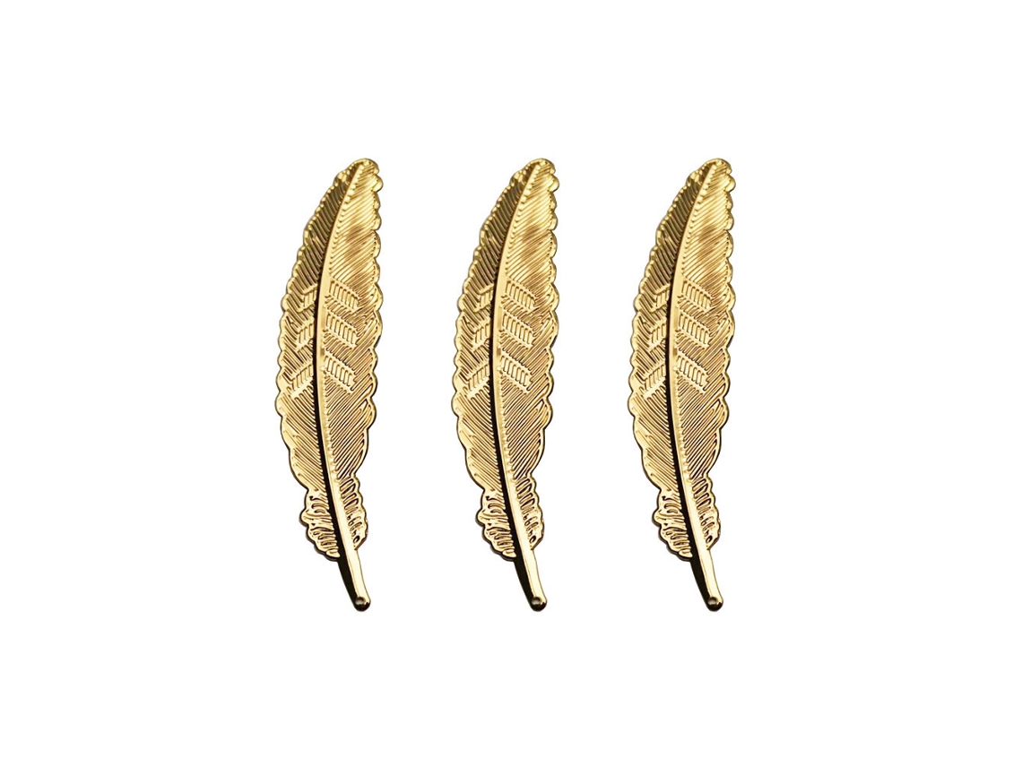 Nail Art Photo Tool Feather Feather Metal Bookmark Feather Bookmark Ouro ZMDECQNA 3 Un