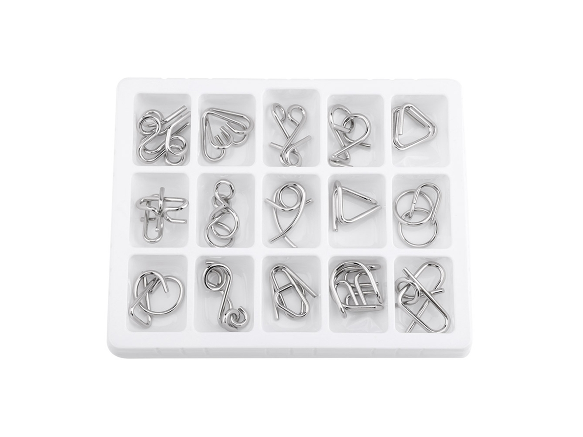 Primerox 15pcs Conjunto Quebra cabeças de Arame Metálico para Crianças Brinquedos Educacionais Estimulantes Cérebro