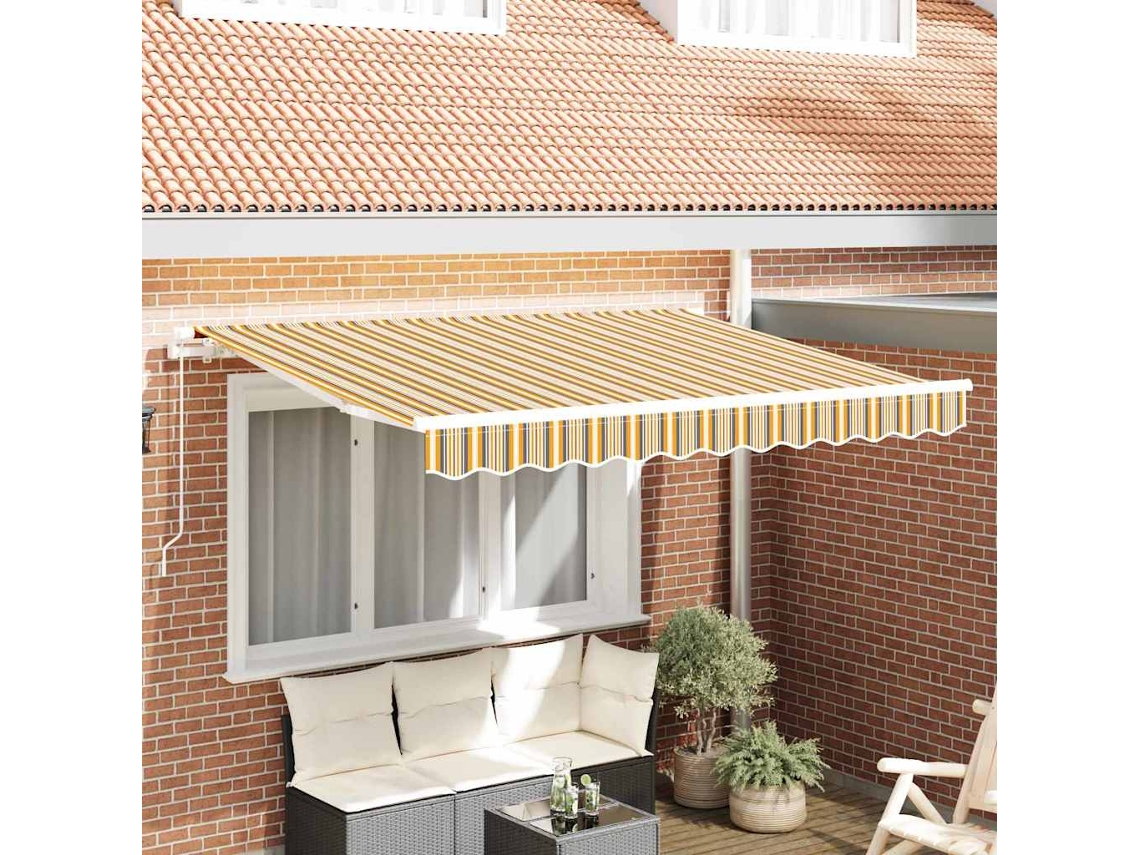 Vidaxl Tecido De Substituição Para Toldo Laranja E Preto 280 X 195 Cm