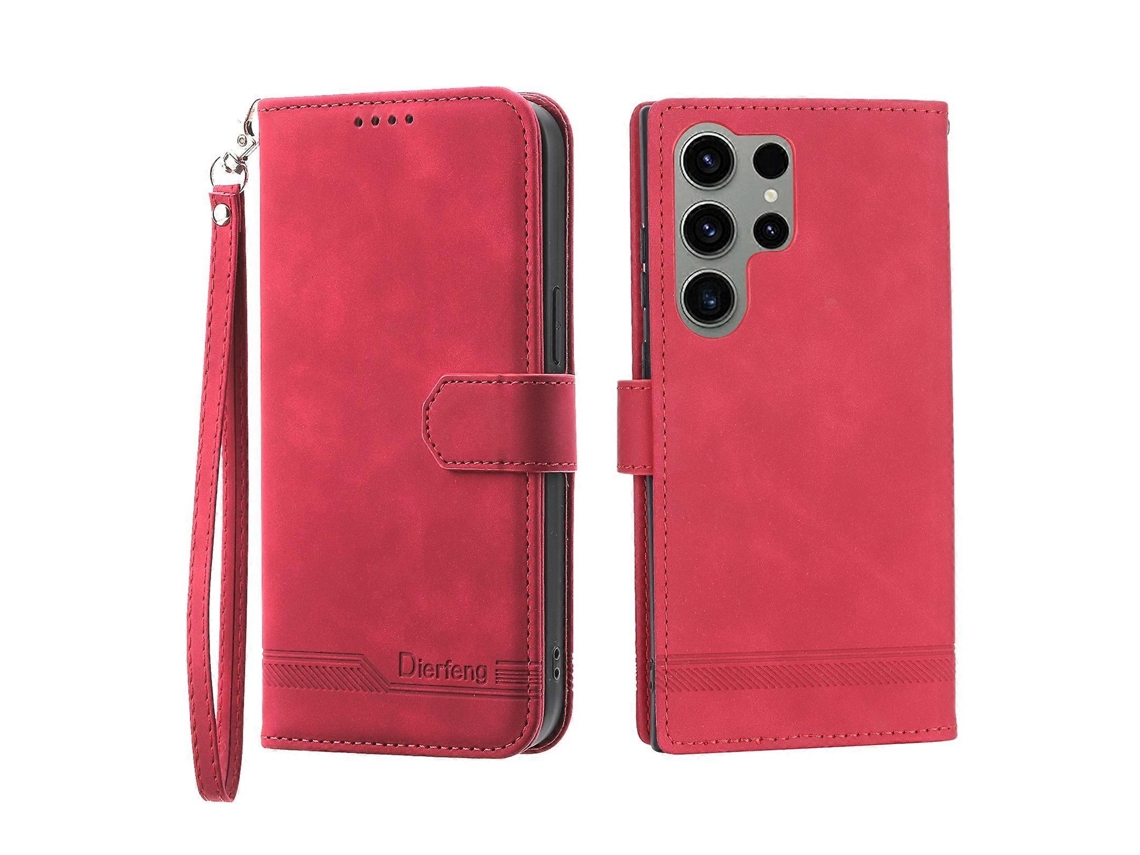 Capa Para Samsung Galaxy S23 Ultra 5g Dierfeng Dream Line Em Tpu + Couro Pu