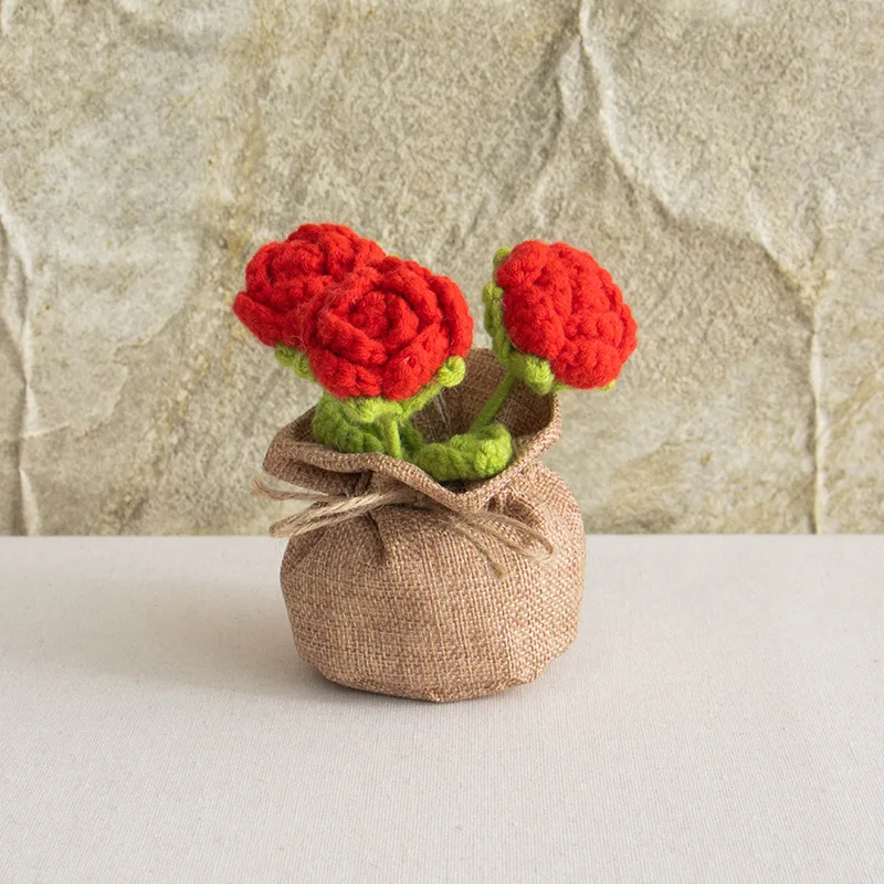 Plantas Fofas Em Vasos De Crochê Com Flores