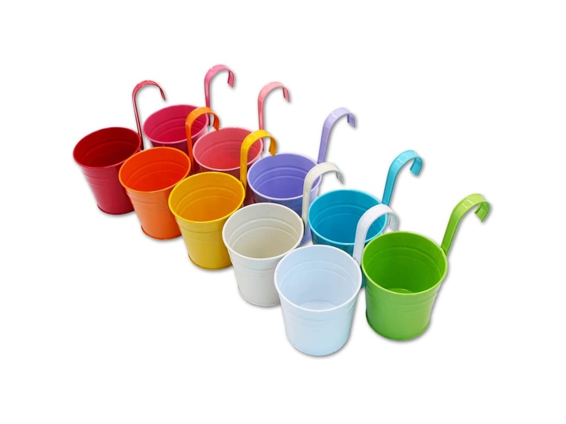 Conjunto De 10 Vasos De Metal Para Plantas Penduráveis Sem Buraco De Drenagem 10x10x8cm Para Jardim E Varanda