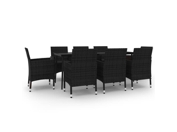 Garden Dining Set, Garden Dining Sets Vidaxl Preto Rattan / Vime (200 Cm Table Length)