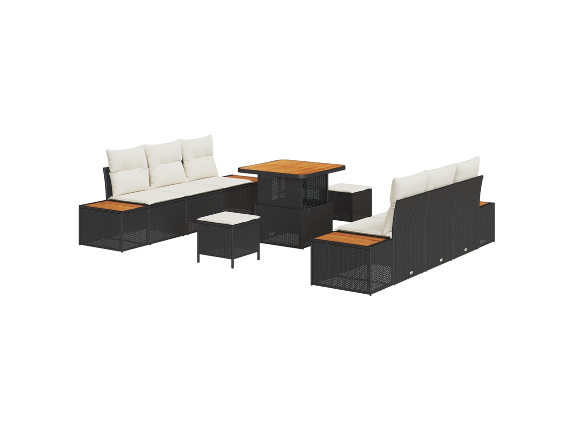 Sofá De Jardim Vidaxl Preto Vime Pe (80 X 80 X 71 Cm)