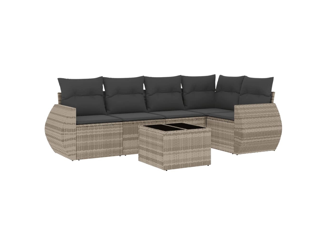 Conjunto de 6 Sofás Jardim com Almofadões Vime Pe Cinzento Claro MAISON EXCLUSIVE (80x200 cm)