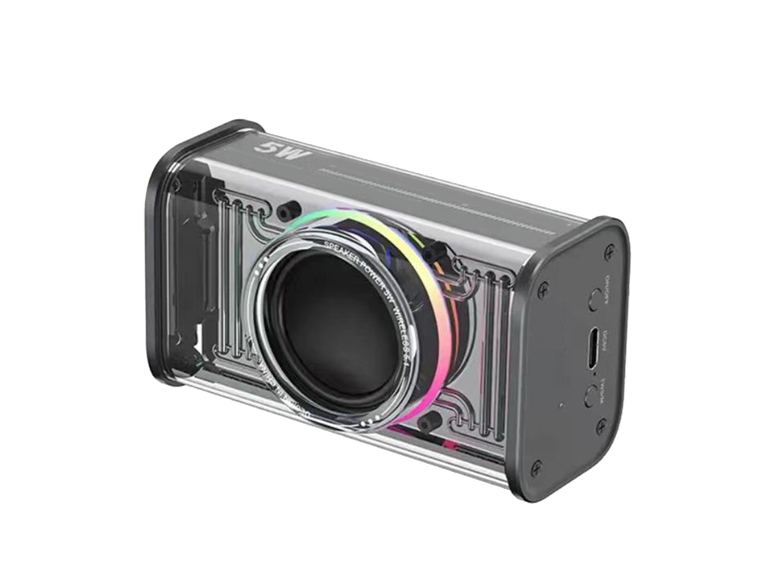 Aetheria alto falante Bluetooth Sem Fio com Luzes Coloridas Grave Potente Subwoofer Som Surround Recarregável Preto