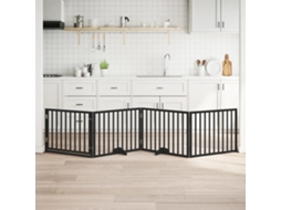 Vidaxl Portão P/ Cães Com Porta Dobrável 4 Painéis 320 Cm Álamo Preto