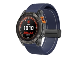 Bracelete para Garmin Silicone Dobrável com Fivela Magnética de Liberação Rápida Azul Meia noite e Branco XIAOMOYU (22mm)
