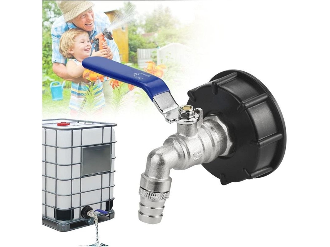 Adaptador para tanque IBC S60x6 3/4'' com válvula de direção em latão resistente à ferrugem para contêineres padrão do Reino Unido, UE e EUA.