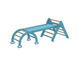 Triângulo De Escalada 7 Em 1 Com Arco E Rampa Para Crianças De Madeira Dobrável Para 18-48 Meses 188x70 Cm Azul