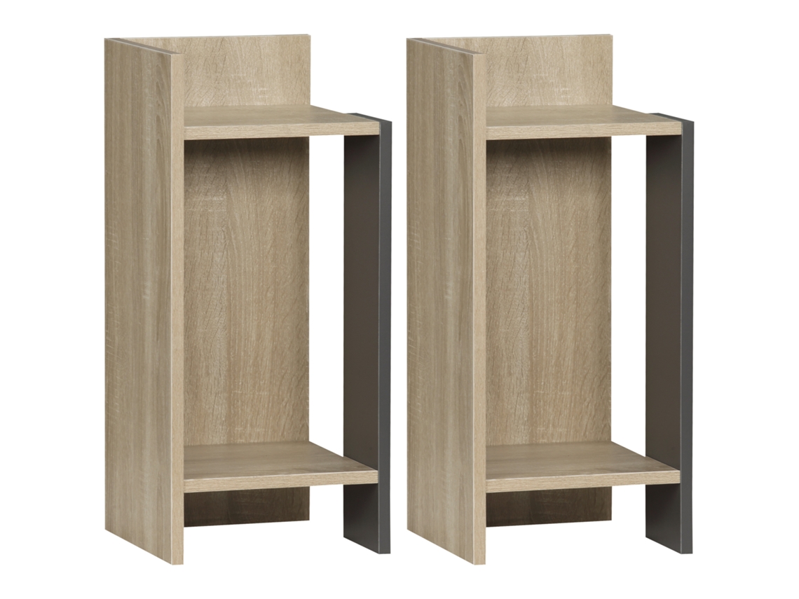 Mesa de Cabeceira S/MARCA moderna cinza, com prateleira aberta, kit 2 peças, 27x25x60cm