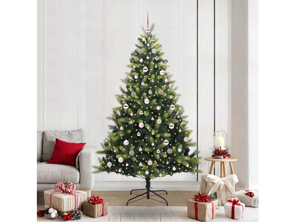 Vidaxl Árvore De Natal Artificial Articulada 300 Leds Verde 210 Cm