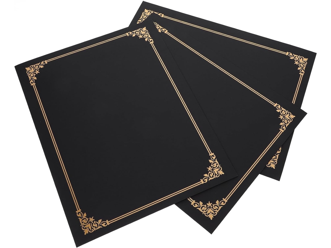 Capa De Certificado De Honra Em Papel Noir 3 Peças Moedas Arrondis Design Elegante E Resistente A Raios