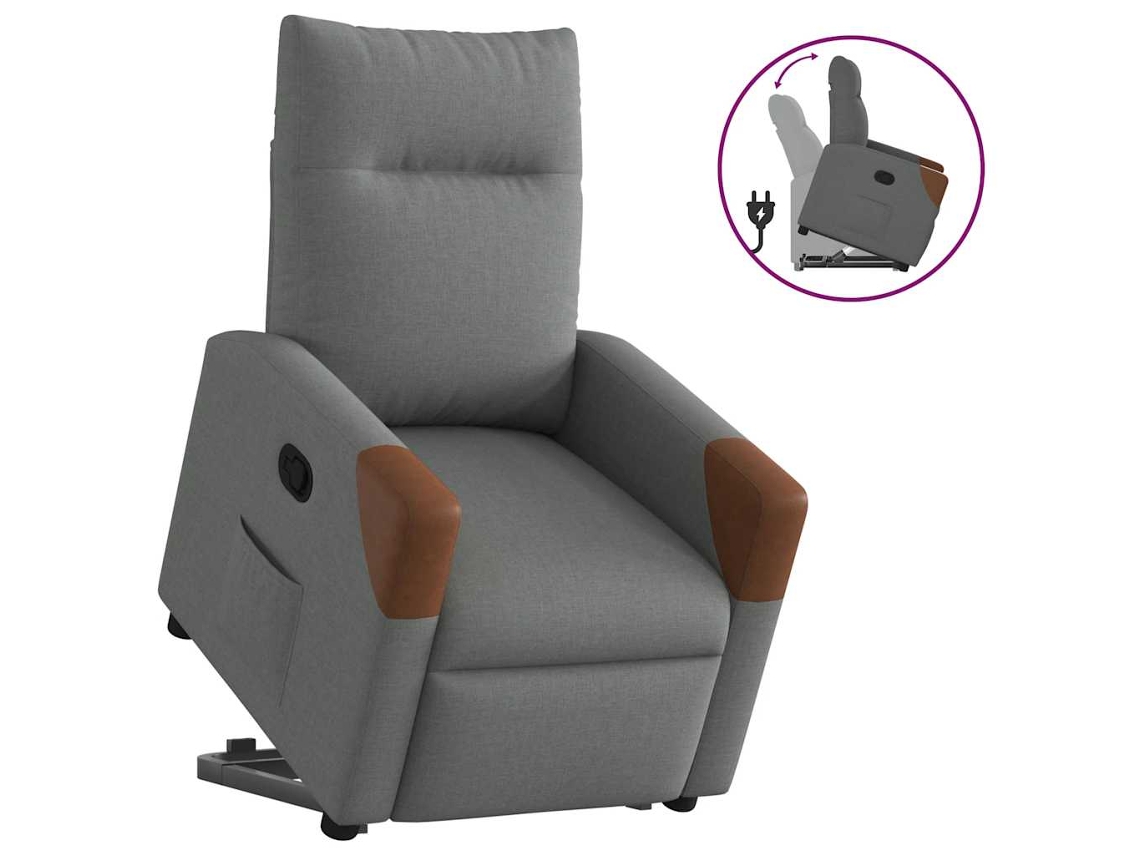 Vidaxl Poltrona Reclinável Elevatória Tecido Cinzento-escuro