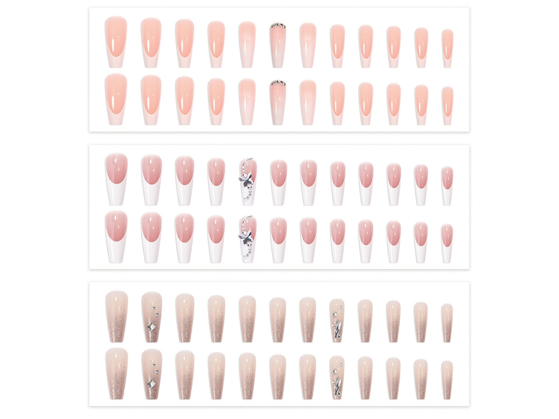 Prensas De Caixão De Unhas Falsas Em Unhas De Cobertura Completa Unhas Postiças Paraes E Meninas 3 Caixas 24 Peças Cada -Estilo 2 ZMDECQNA