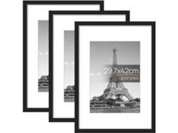 Moldura A3, Pacote Com 3 Molduras Pretas Para Fotos, Imagem Para Montagem Na Parede 29,7 X 42 Cm Aquaforge