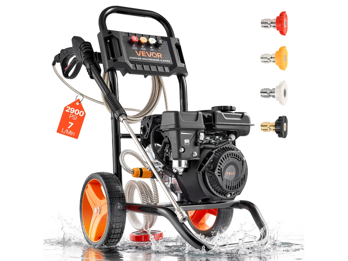 Máquina de Lavar de Alta Pressão a Gás 2900psi 7l/min Bomba de Alumínio com 4 Bicos para Carros VEVOR
