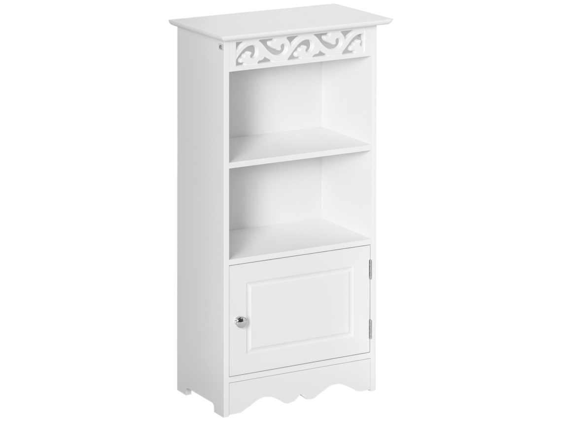 Armário de Chão com 2 Prateleiras e Porta em Mdf Branco 40l x 23p x 80a cm para Banheiro BTFORUS