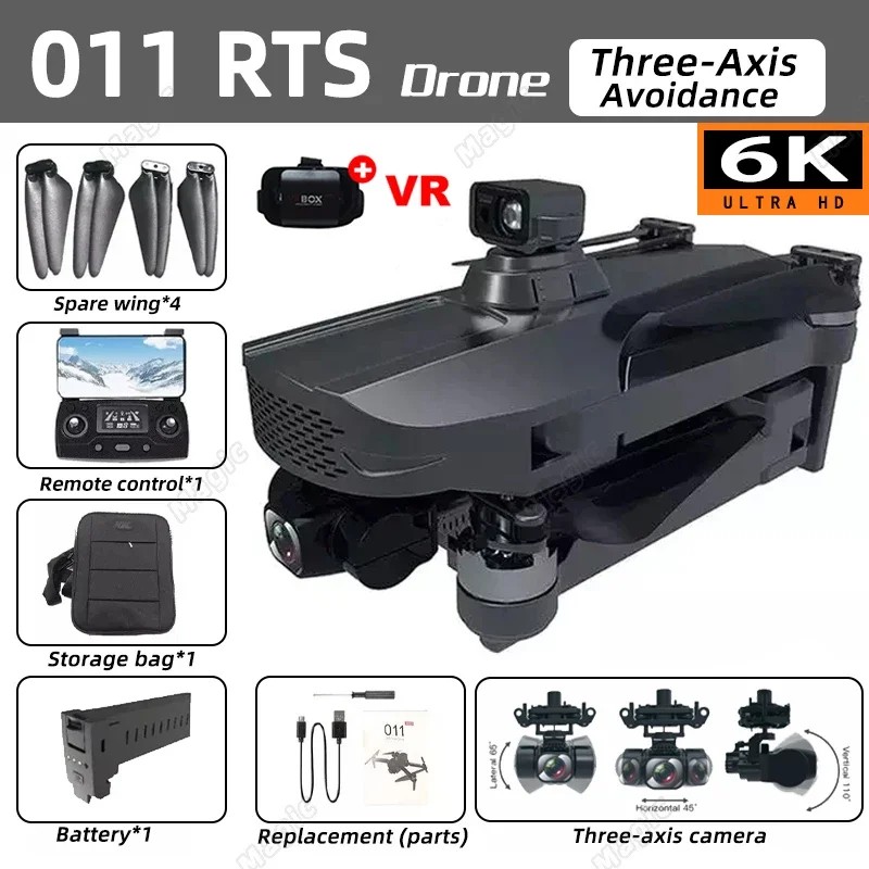 Drone 011rts Profissional, 3km Alcance, Câmera 8k Hd, Wifi Fpv, Dobrável, Motor Brushless, Gps, Quadricóptero Para Fotografia Aérea. Aeuzwr