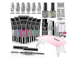 Kit de Nail Art com Lâmpada Uv/led, Secador Unhas, Conjunto Unhas Artificiais, Esmalte em Gel, Ferra Mentas para GOKOCO