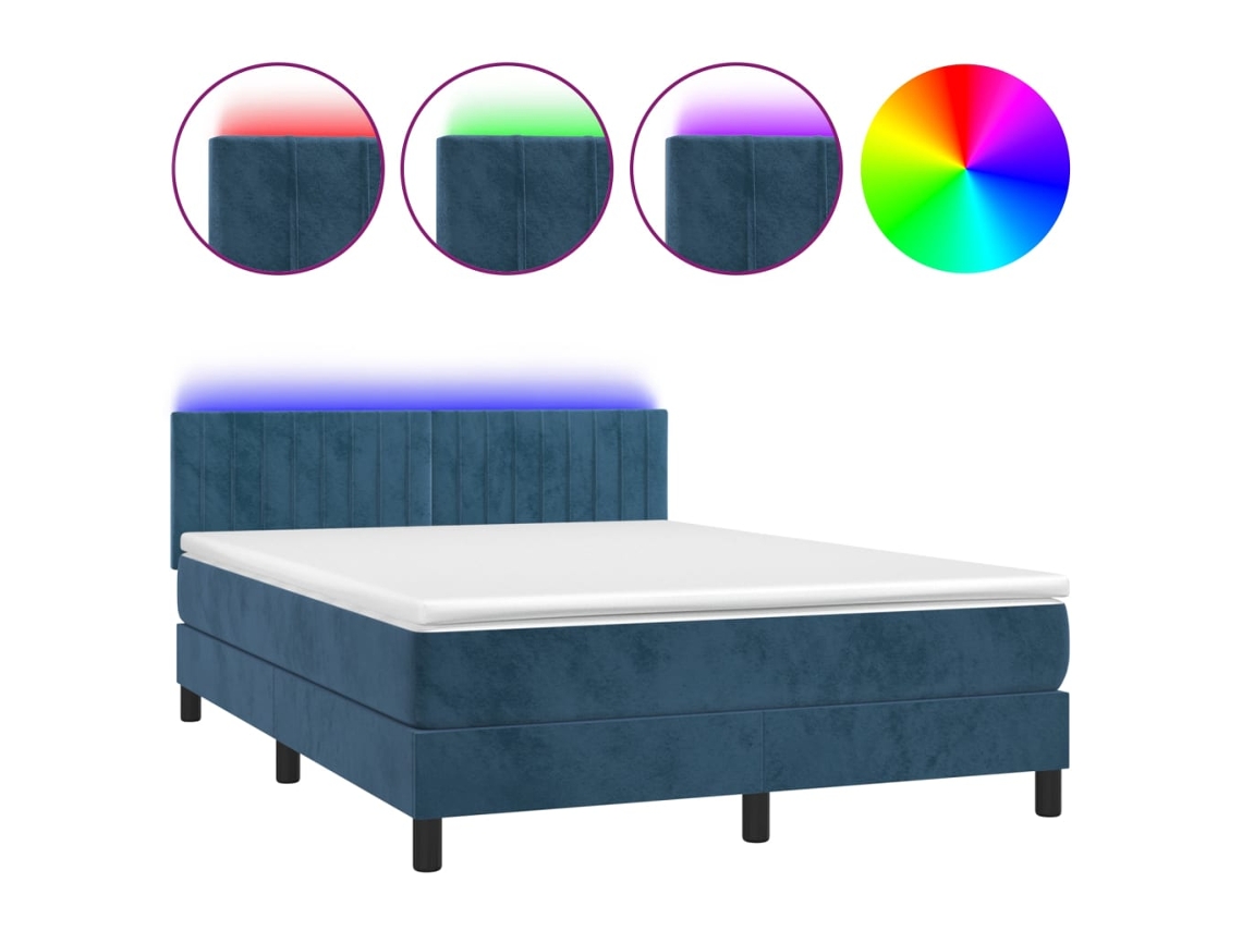 Box Spring Bed, Box Spring Beds Vidaxl Azul Veludo (140 X 200 Cm)